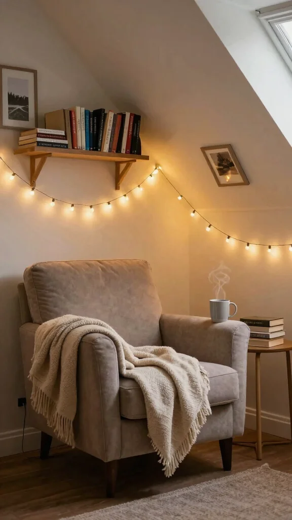 12 Attic Living Room Inspirations for a Cozy Bright Top-Floor Living Space - 6. Cozy Corner Reading Nook 1