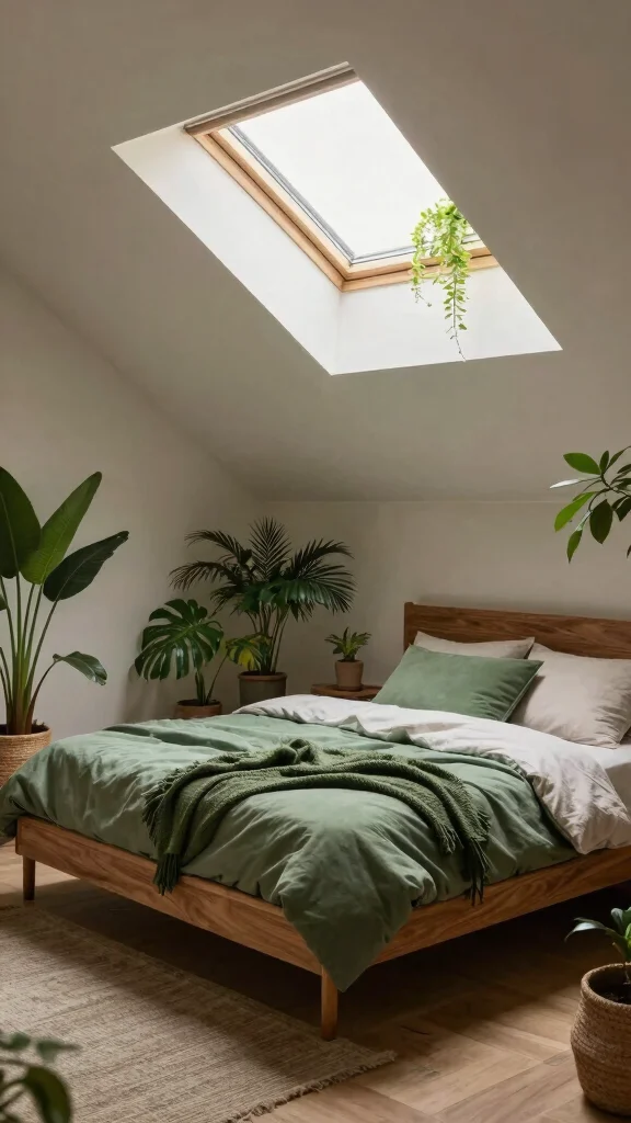 12 Attic Loft Bedroom Ideas for an Open Airy Stylish Sleep Space - 11. Nature-Inspired 1