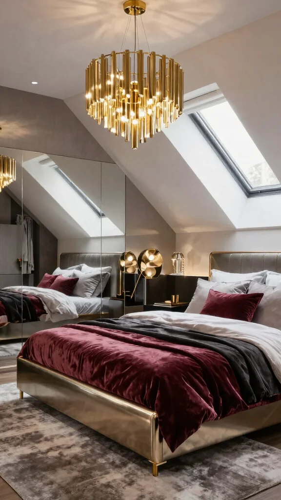 12 Attic Loft Bedroom Ideas for an Open Airy Stylish Sleep Space - 12. Modern Glam 1