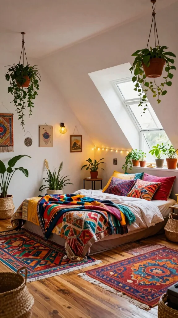 12 Attic Loft Bedroom Ideas for an Open Airy Stylish Sleep Space - 2. Bohemian Vibes 1