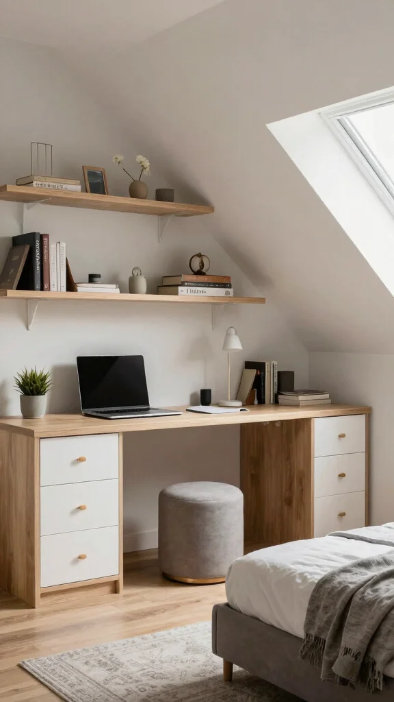 12 Attic Office and Guest Room Combo Ideas for a Dual-Purpose Space - 8. Smart Storage Solutions 1