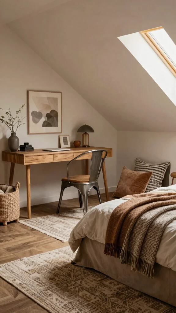 12 Attic Office and Guest Room Combo Ideas for a Dual-Purpose Space - 9. Textured Layers 1