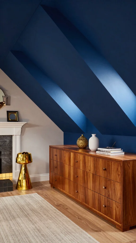 12 Attic Paint Ideas for Sloped Ceilings for a Beautiful Bright Space - 10. Classic Navy for a Touch of Sophistication 1