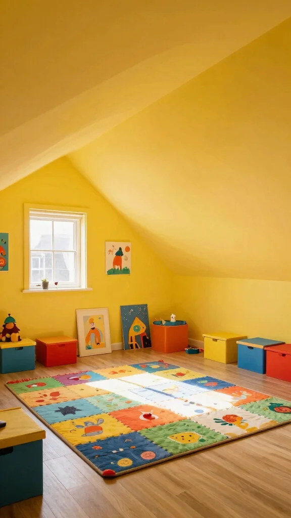 12 Attic Paint Ideas for Sloped Ceilings for a Beautiful Bright Space - 2. Cheerful Lemon Yellow 1