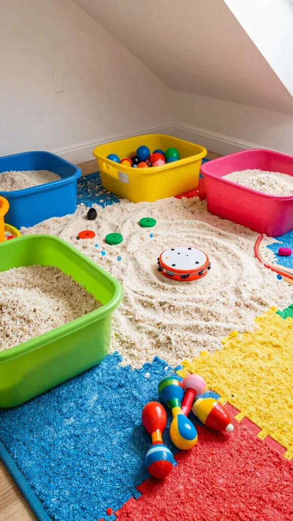 12 Attic Playroom Ideas With Sloped Ceilings for a Smart Kids Space - 11. Sensory Play Zone 1