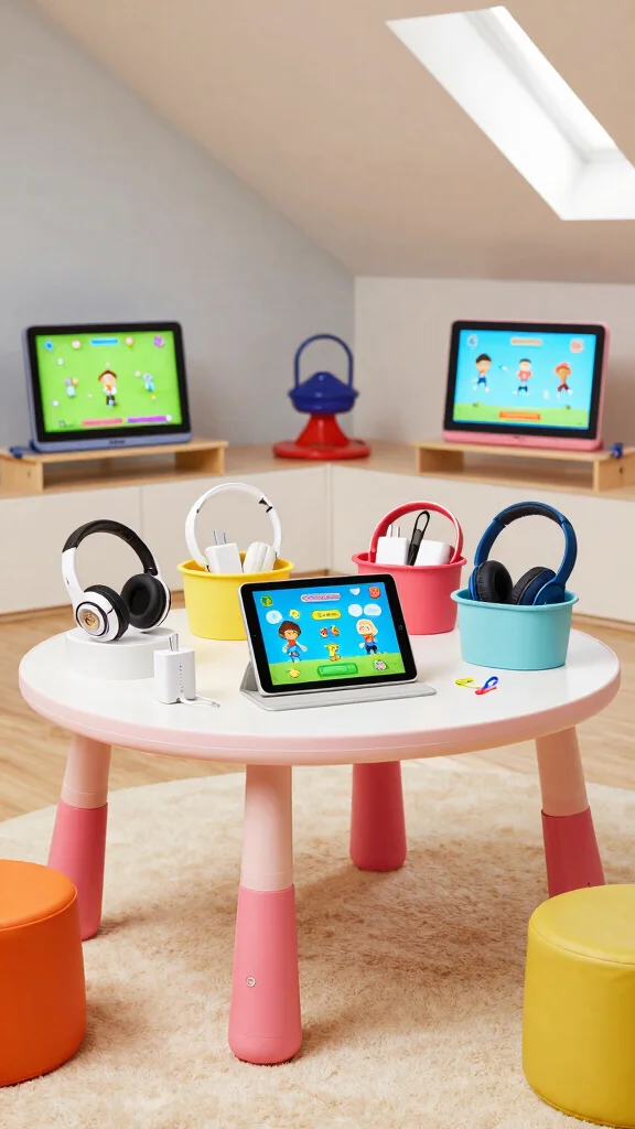 12 Attic Playroom Ideas With Sloped Ceilings for a Smart Kids Space - 9. Tech-Friendly Play Zone 1