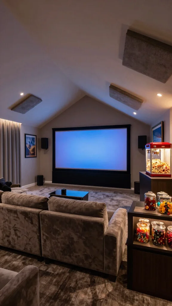 12 Attic TV Room Ideas for a Comfortable Stylish Top-Floor Lounge - 12. Elegant Home Theater Experience 1