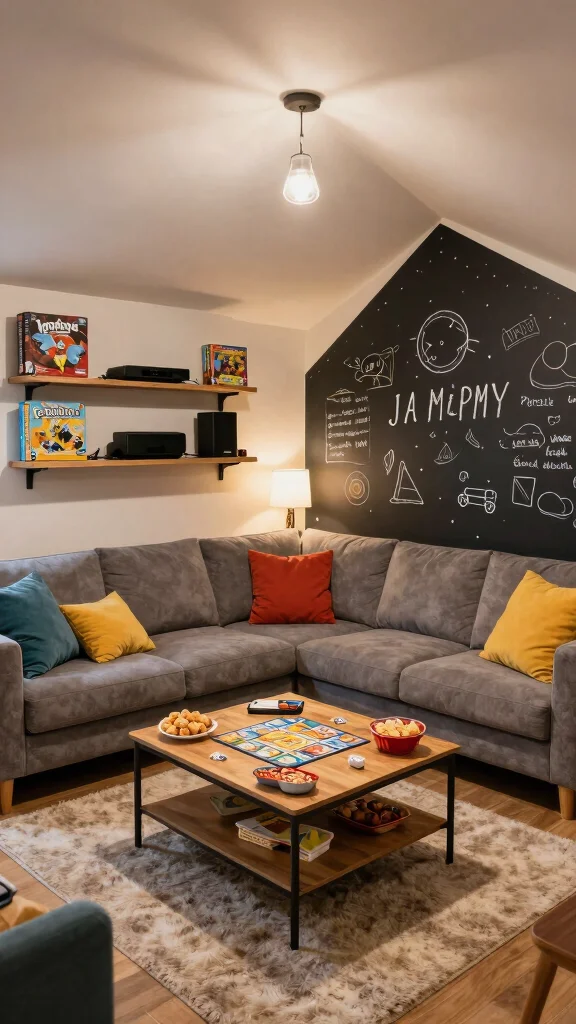 12 Attic TV Room Ideas for a Comfortable Stylish Top-Floor Lounge - 9. Family Game and Movie Hub 1