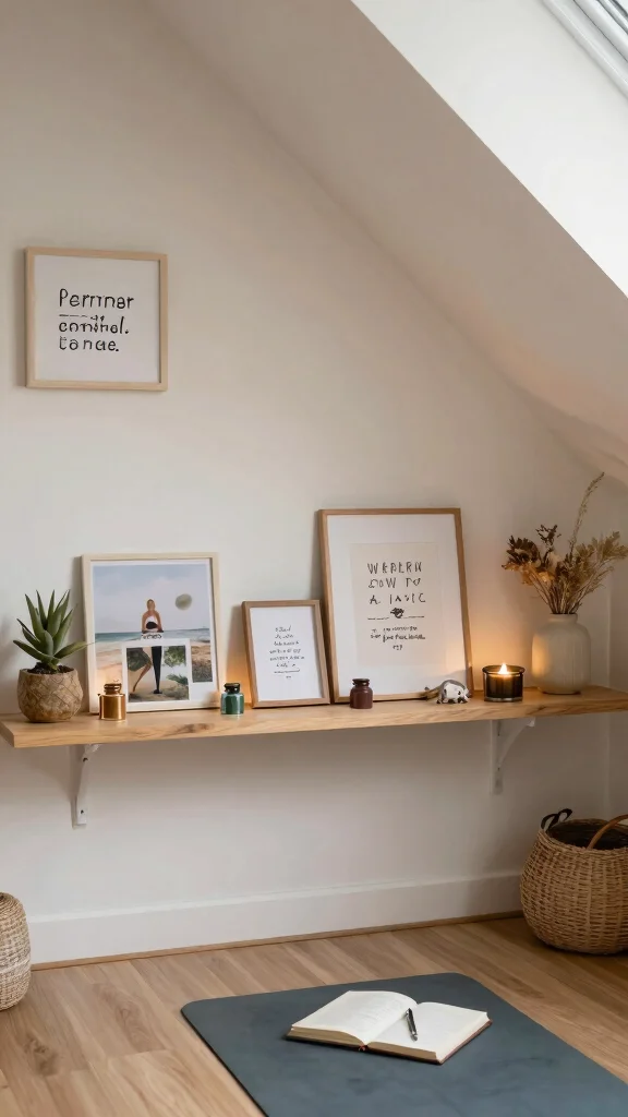 12 Attic Yoga Studio Design Ideas for a Calm Dedicated Practice Space - 11. Personal Touches and Mementos 1