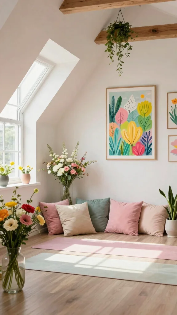 12 Attic Yoga Studio Design Ideas for a Calm Dedicated Practice Space - 12. Seasonal Decor Changes 1