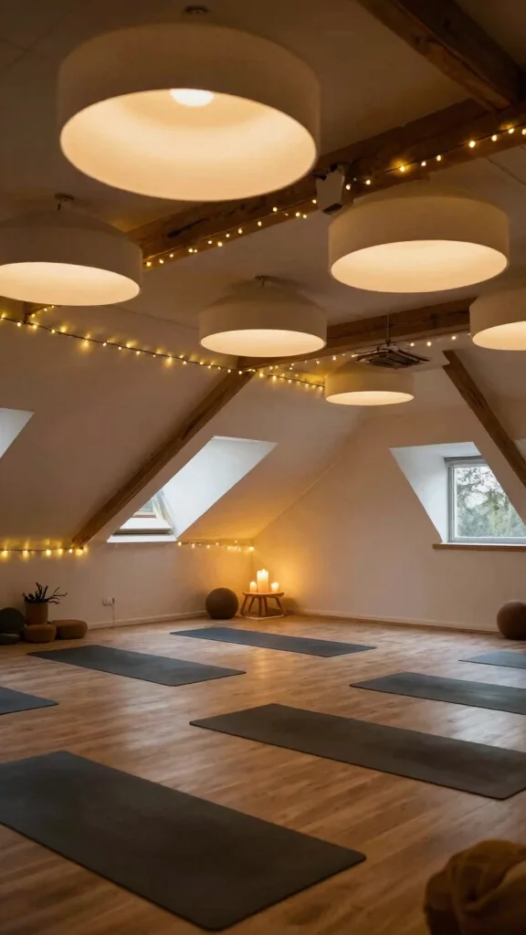 12 Attic Yoga Studio Design Ideas for a Calm Dedicated Practice Space - 7. Mindful Lighting Solutions 1