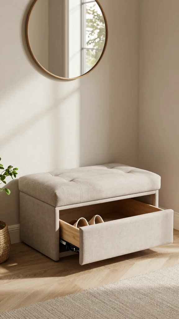12 Entryway Bench With Shoe Storage Ideas for a Tidy Functional Space - 2. Upholstered Storage Bench 1