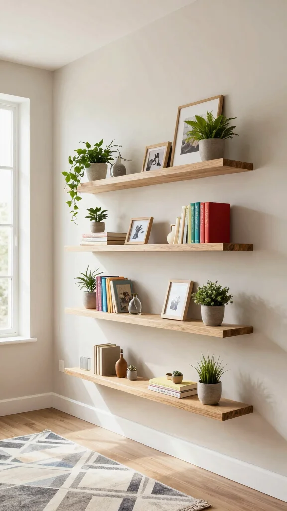 12 Entryway Built-In Ideas for a Seamless Custom Storage and Display - 6. Floating Shelves for Decorative Touches 1