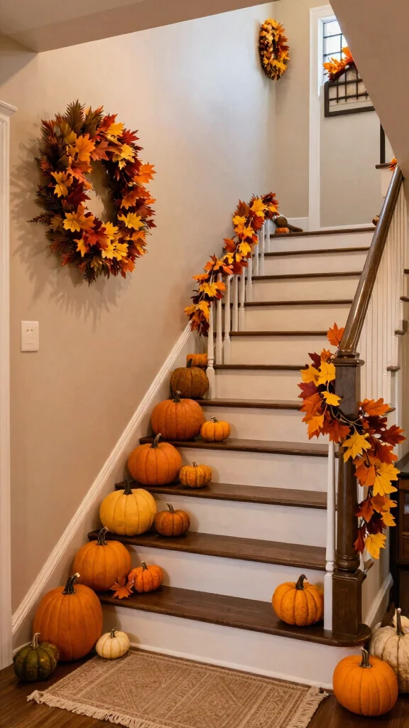 12 Entryway Foyer With Stairs Ideas for a Dramatic Welcoming Space - 12. Seasonal Decor for Your Staircase 1