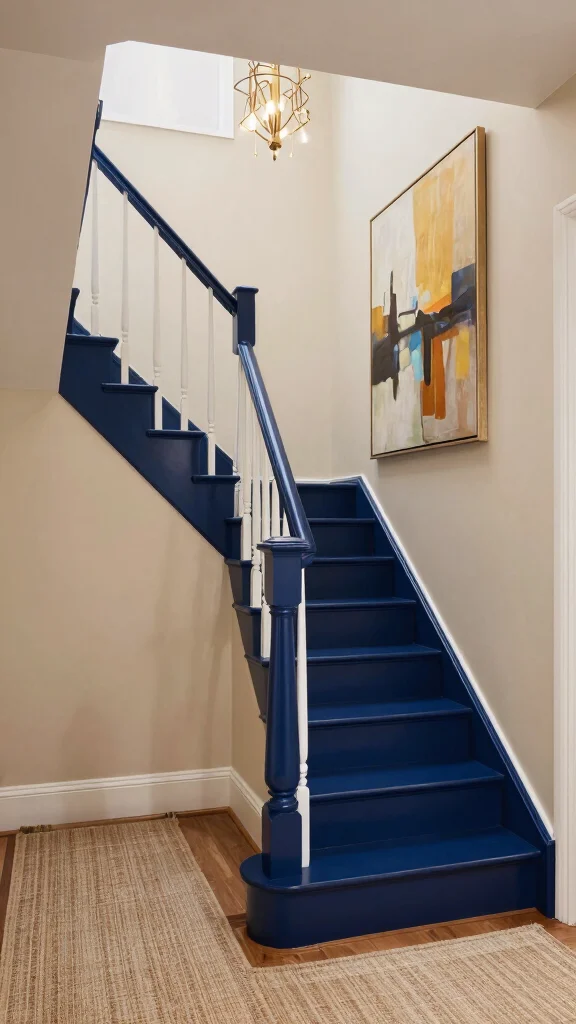 12 Entryway Foyer With Stairs Ideas for a Dramatic Welcoming Space - 2. Statement Staircase with Bold Colors 1