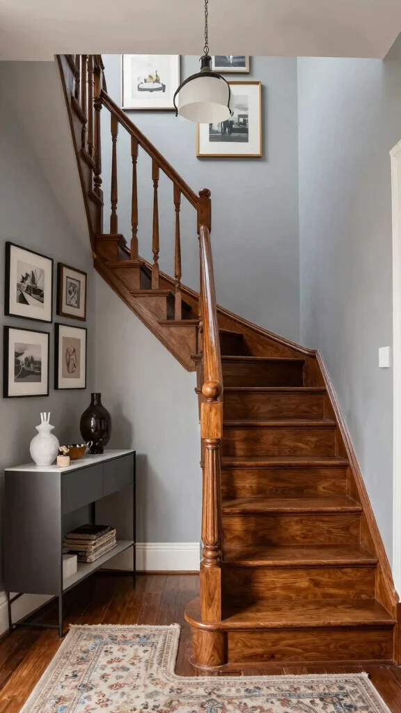 12 Entryway Foyer With Stairs Ideas for a Dramatic Welcoming Space - 7. Vintage Charm with a Modern Twist 1