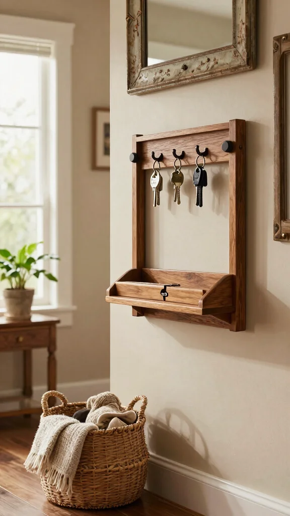 12 Entryway Key Holder Ideas for a Tidy Accessible Entrance - 4. Woven Wall Basket Key Holder 1