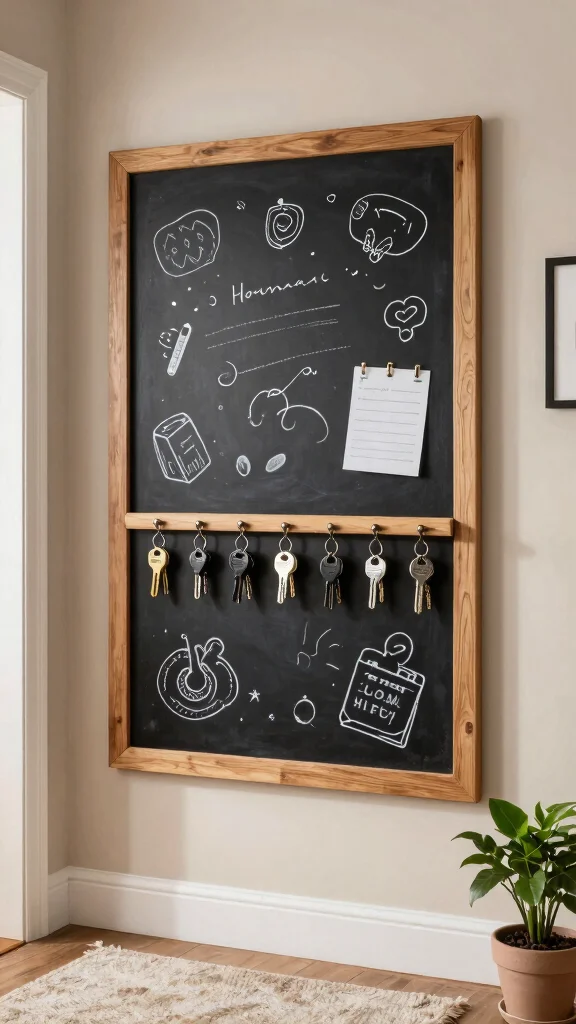 12 Entryway Key Holder Ideas for a Tidy Accessible Entrance - 6. Chalkboard Key Holder 1