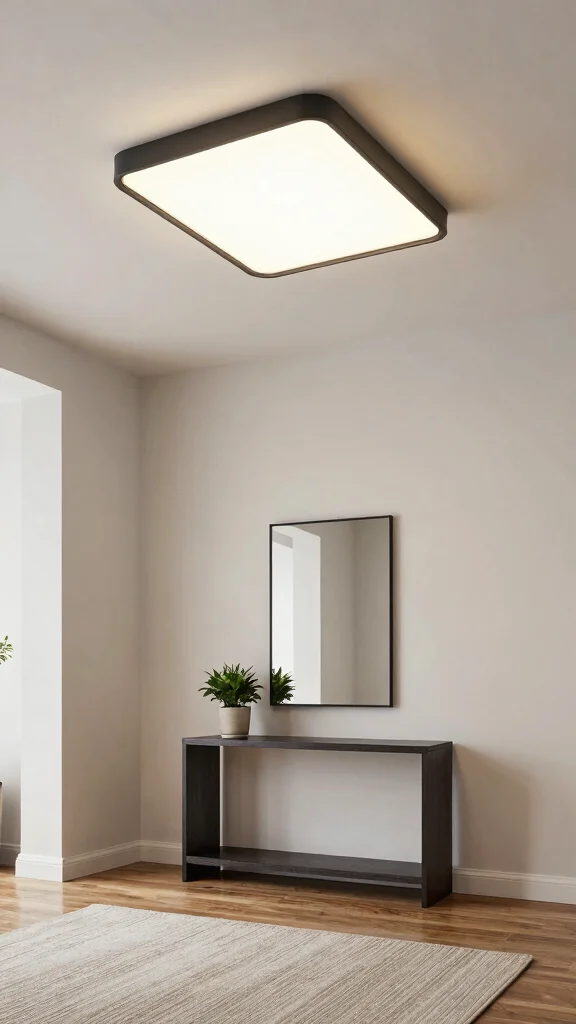 12 Entryway Light Fixture Ideas for High Ceilings That Make a Statement - 5. Minimalist Flush Mounts 1