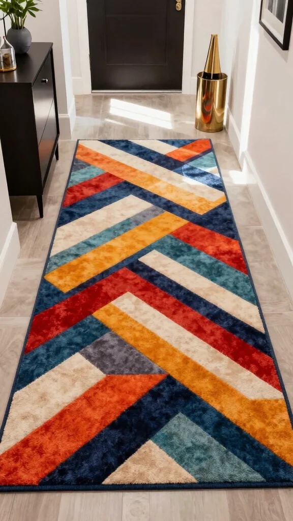 12 Entryway Runner Rug Ideas for a Warm Stylish Protective Floor - 10. Geometric Patterns 1