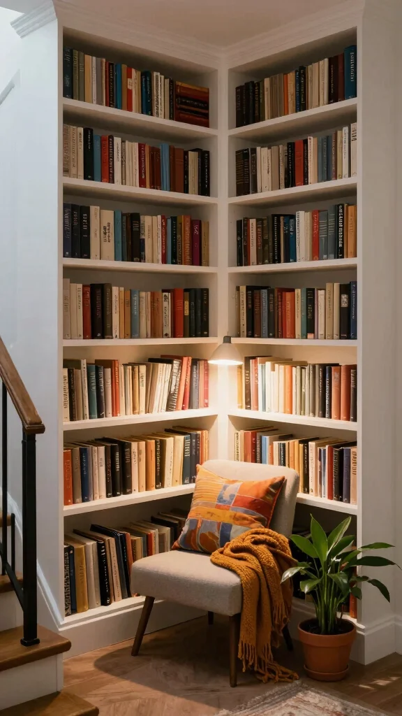 12 Entryway Under-Stairs Ideas for Clever Space-Smart Storage - 1. Built-in Bookshelves 1