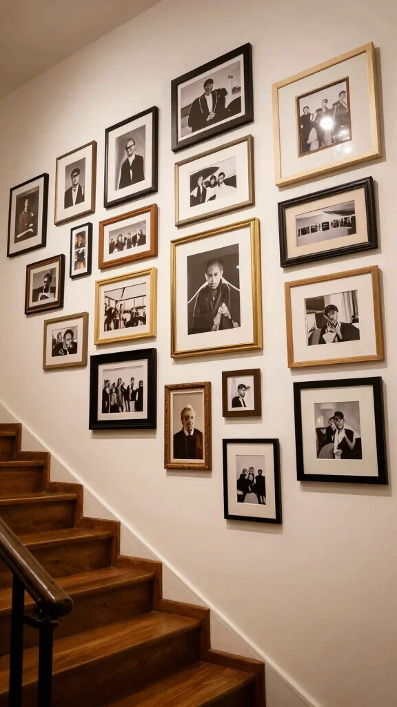 12 Entryway Under-Stairs Ideas for Clever Space-Smart Storage - 6. A Gallery Wall 1