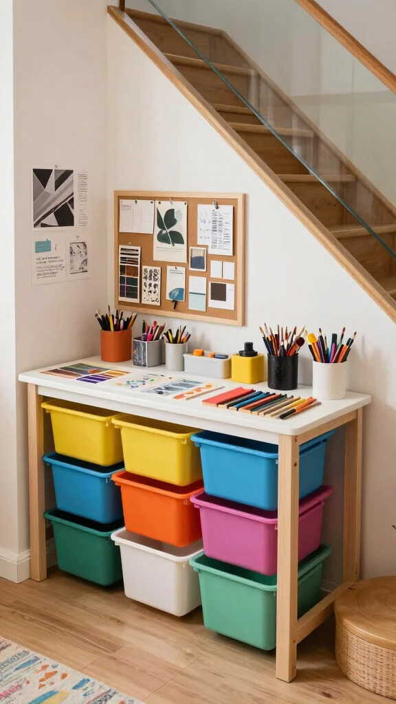 12 Entryway Under-Stairs Ideas for Clever Space-Smart Storage - 9. Craft Station 1