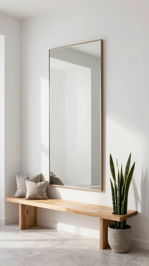 12 Full-Length Entryway Mirror Ideas for a Spacious Light-Filled Entrance - 1. Minimalist Elegance with Frameless Mirrors 1