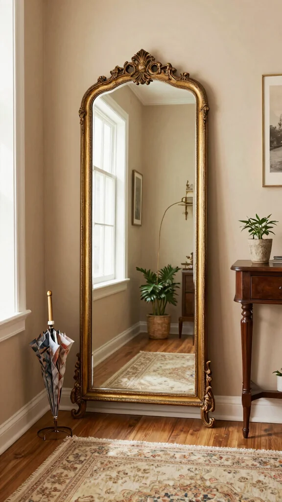 12 Full-Length Entryway Mirror Ideas for a Spacious Light-Filled Entrance - 5. Vintage Mirrors for a Timeless Charm 1