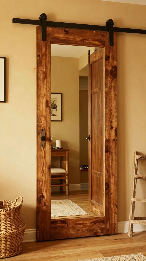 12 Full-Length Entryway Mirror Ideas for a Spacious Light-Filled Entrance - 8. Rustic Charm with Barn Doors and Mirrors 1