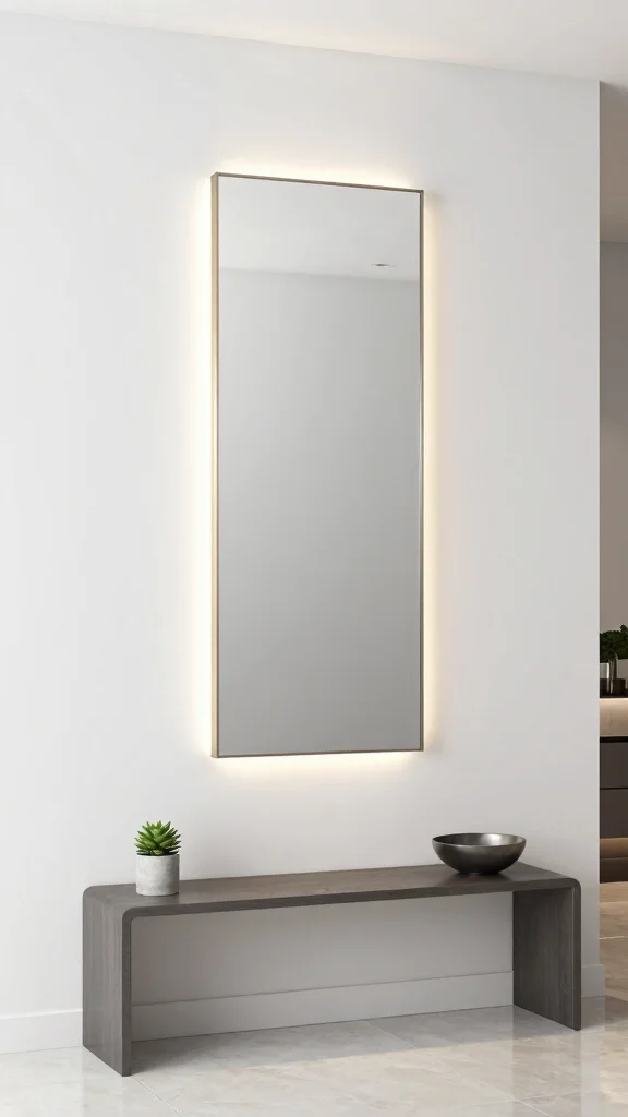 12 Full-Length Entryway Mirror Ideas for a Spacious Light-Filled Entrance - 9. Wall-Mounted Mirrors with Integrated Lighting 1
