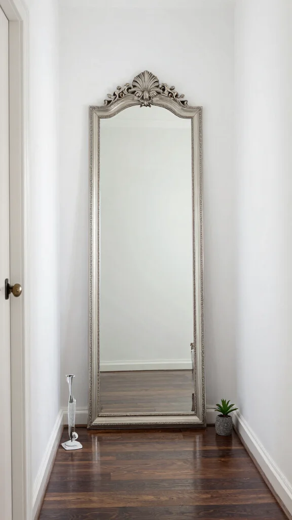 12 Full-Length Hallway Mirror Ideas for a Spacious Light-Filled Entrance - 10. Floor-Length Mirror with Decorative Accents 1