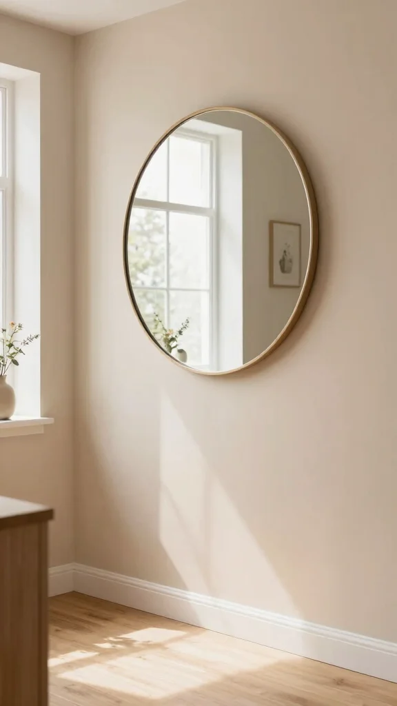 12 Full-Length Hallway Mirror Ideas for a Spacious Light-Filled Entrance - 11. Full-Length Round Mirror 1