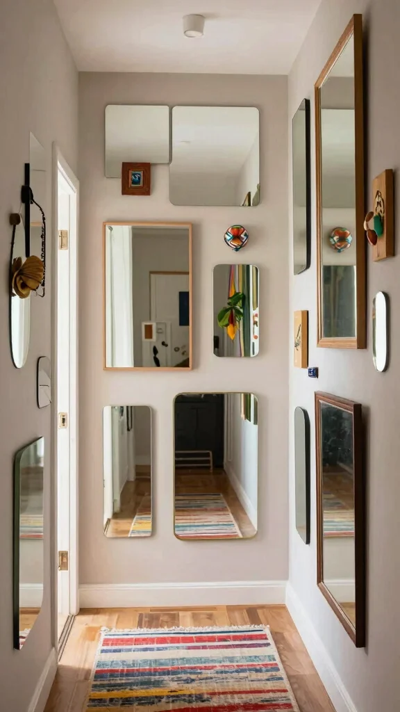 12 Full-Length Hallway Mirror Ideas for a Spacious Light-Filled Entrance - 12. Creative Mirror Collage 1