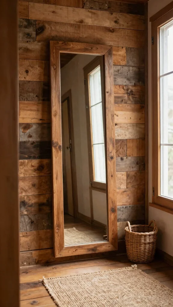 12 Full-Length Hallway Mirror Ideas for a Spacious Light-Filled Entrance - 2. Rustic Wooden Frame 1