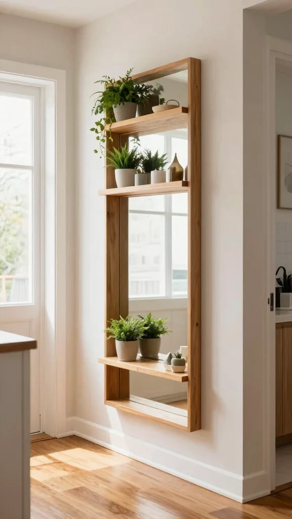 12 Full-Length Hallway Mirror Ideas for a Spacious Light-Filled Entrance - 7. Full-Length Mirror with Shelves 1