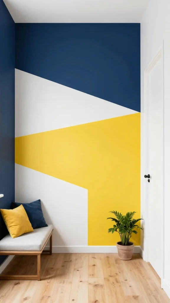 12 Hallway Accent Wall Ideas for Color, Texture, and Drama - 1. Bold Color Block Designs 1
