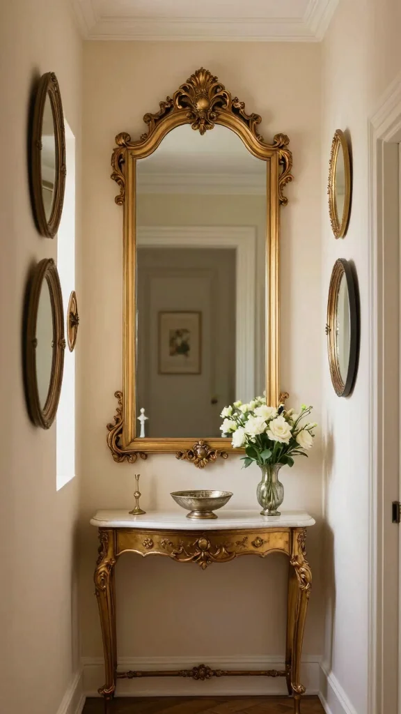12 Hallway Accent Wall Ideas for Color, Texture, and Drama - 4. Mirror Magic to Expand Space 1