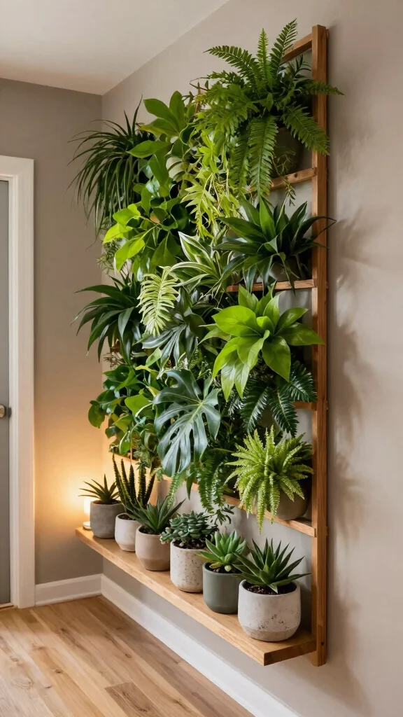 12 Hallway Accent Wall Ideas for Color, Texture, and Drama - 5. Nature-Inspired Living Walls 1