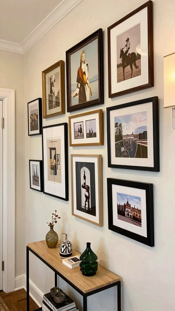 12 Hallway Accent Wall Ideas for Color, Texture, and Drama - 8. Create a Gallery Wall 1