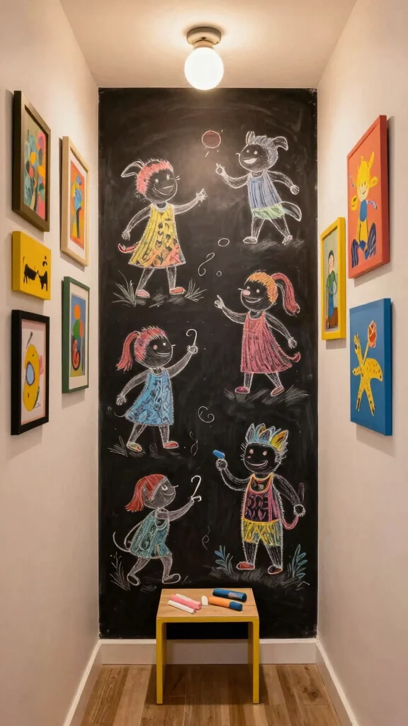 12 Hallway Accent Wall Ideas for Color, Texture, and Drama - 9. Chalkboard Walls for Creativity 1