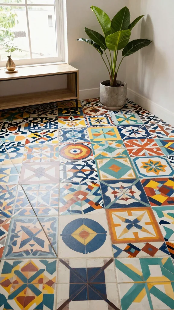 12 Hallway Entryway Floor Tile Ideas for a Stylish Easy-Clean Surface - 8. Patterned Cement Tiles 1