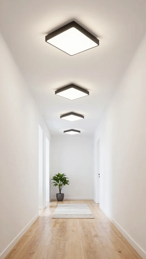 12 Hallway Flush Mount Lighting Ideas for a Clean Bright Ceiling - 4. Geometric and Modern Designs 1