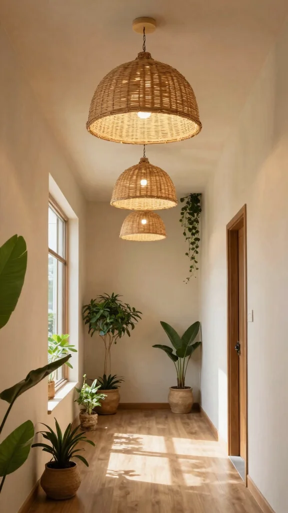 12 Hallway Flush Mount Lighting Ideas for a Clean Bright Ceiling - 6. Nature-Inspired Flush Mounts 1