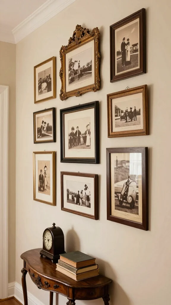 12 Hallway Gallery Wall Ideas for a Personal Curated Wall Display - 6. Vintage Charm 1