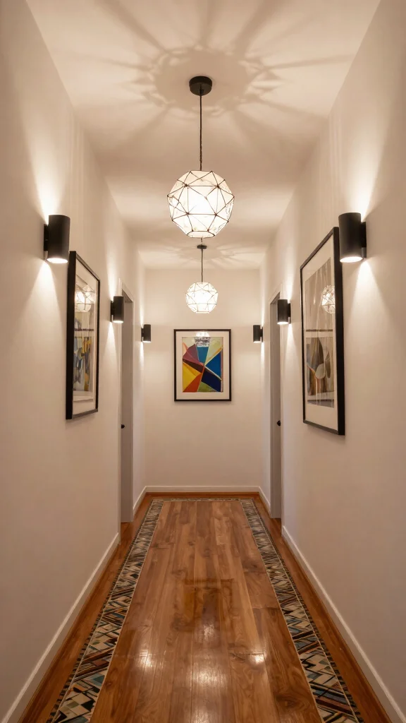 12 Hallway Makeover Before and After Ideas for a Dramatic Transformation - 2. Install Creative Lighting 1