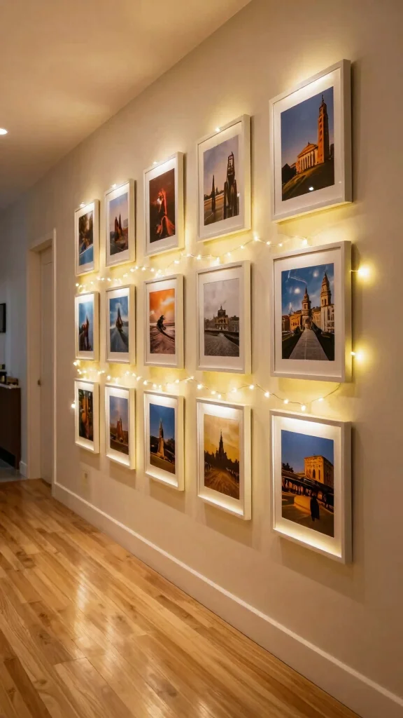 12 Hallway Photo Wall Concepts for a Memory-Filled Beautiful Display - 11. Lighting Integration 1