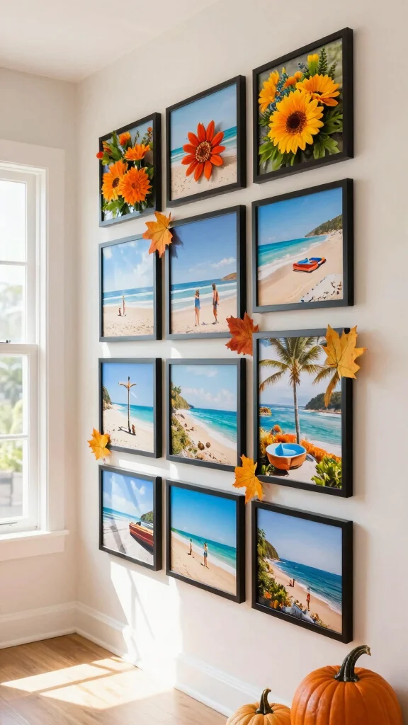 12 Hallway Photo Wall Concepts for a Memory-Filled Beautiful Display - 8. Seasonal Rotations 1
