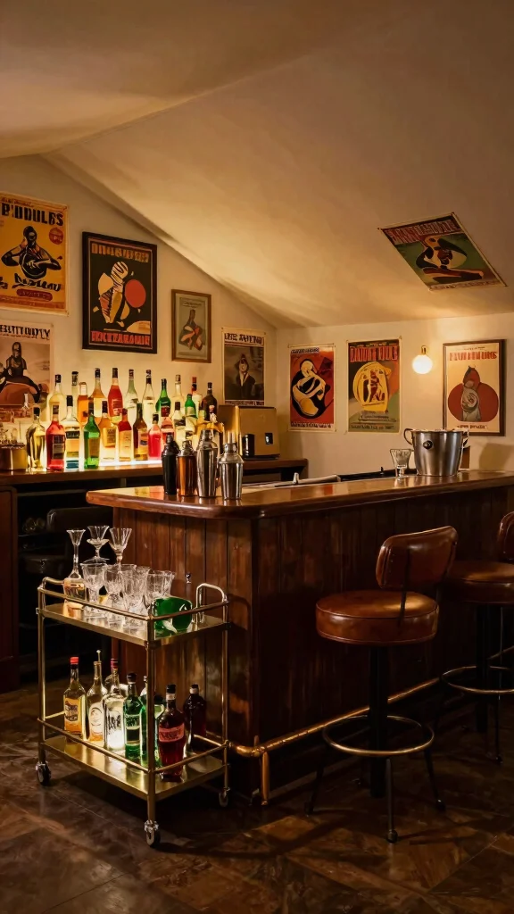 12 Low-Ceiling Attic Ideas for a Stylish Functional Space - 10. Vintage Inspired Attic Bar 1