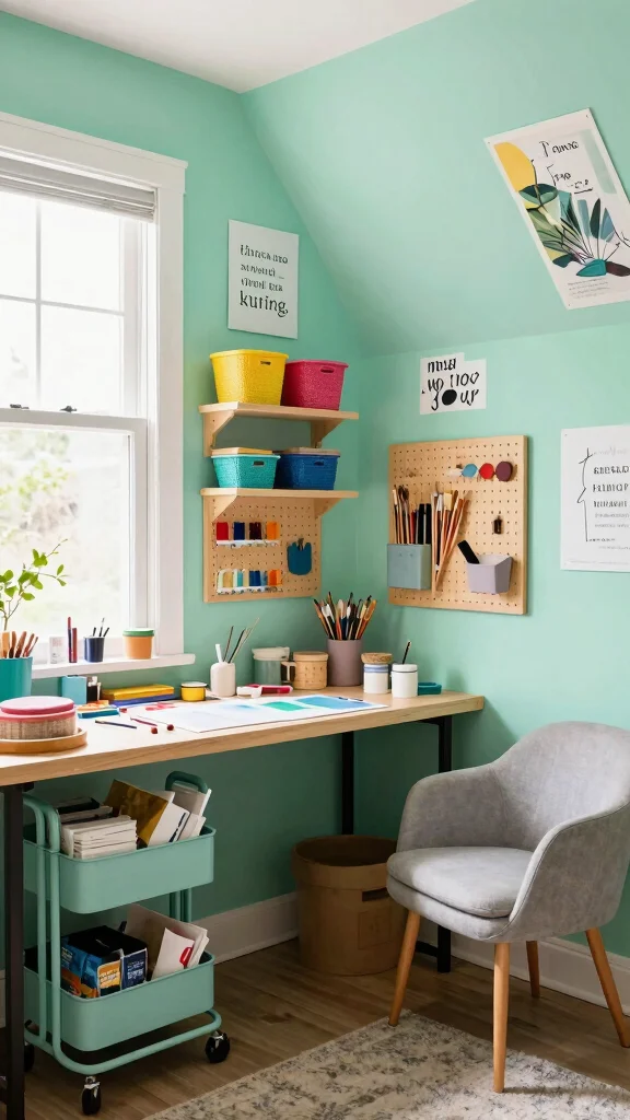 12 Low-Ceiling Attic Ideas for a Stylish Functional Space - 4. Crafting Corner for Artistic Souls 1
